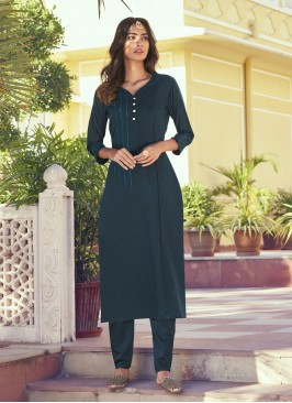 Renowned Embroidered Blue Casual Kurti