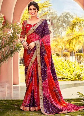 Renowned Multi Colour Chiffon Saree