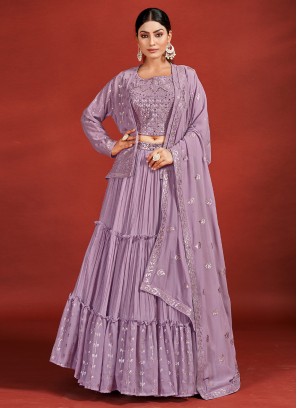 Renowned Purple A Line Lehenga Choli