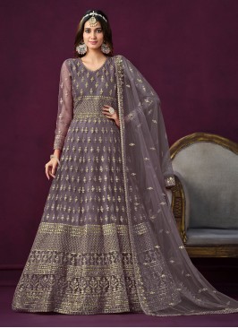 Renowned Purple Trendy Anarkali Suit