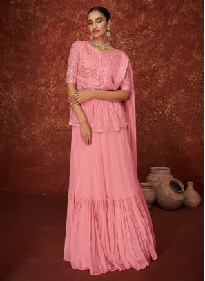 Resham Georgette Salwar Kameez in Pink