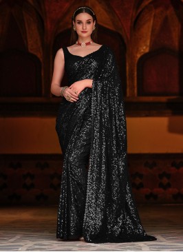 Resplendent Black Contemporary Saree