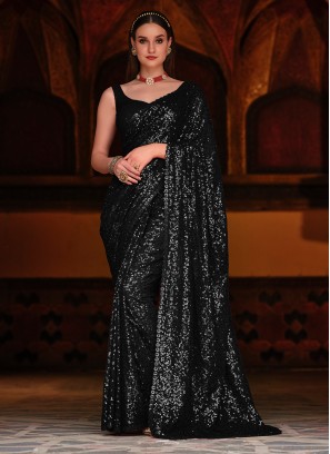 Resplendent Black Contemporary Saree