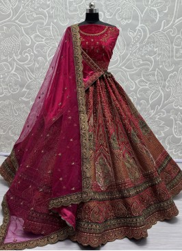 Resplendent Rani Zari Velvet Trendy Lehenga Choli