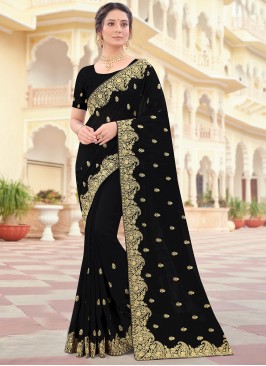 Resplendent Vichitra Silk Patch Border Traditional Saree