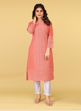 Riveting Chicken Georgette Party Wear Kurti