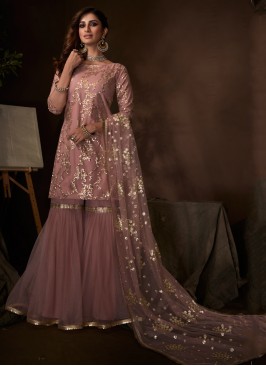 Riveting Lavender Wedding Palazzo Designer Salwar Kameez