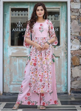 Riveting Pink Cotton Casual Kurti