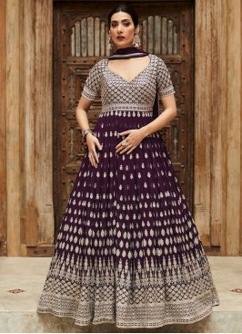 Riveting Purple Readymade Salwar Kameez