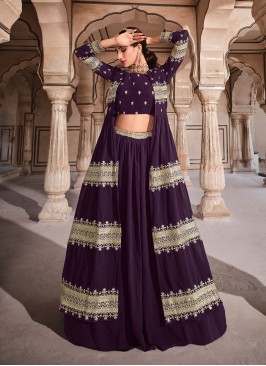 Riveting Wine Sequins Faux Georgette Designer Lehenga Choli