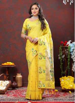 Riveting Yellow Trendy Saree