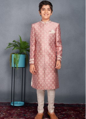 Rose Gold Pink Banarasi Brocade Kids