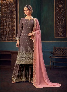 Rose Pink Color Georgette Plazzo Dress