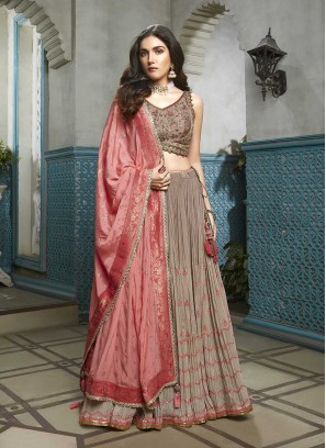 Rose Pink Color Hand Work Lehenga