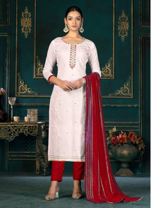 Rose Pink Color Straight Salwar Kameez
