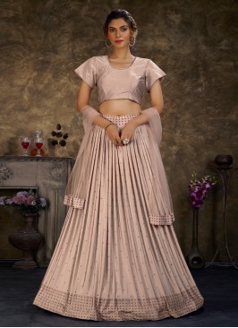 Rose Pink Engagement Lycra A Line Lehenga Choli