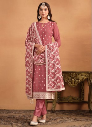 Rose Pink Festival Faux Georgette Trendy Salwar Kameez