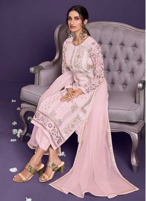 Rose Pink Georgette Pakistani Suit