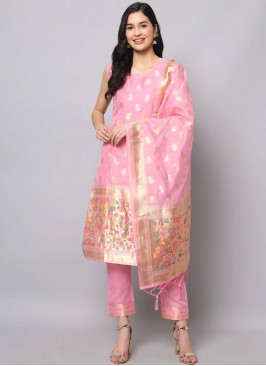 Rose Pink Jacquard Work Ceremonial Salwar Suit