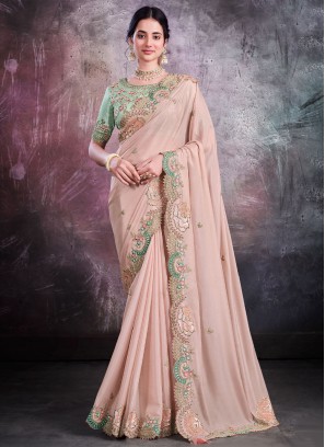 Rose Pink Mehndi Classic Saree