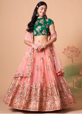 Rose Pink Sequins Designer Long Lehenga Choli