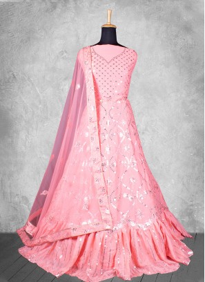 Rose Pink Sequins Trendy Lehenga Choli