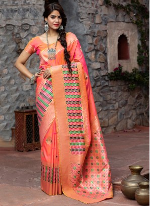 Rose Pink Weaving Traditional Designer Saree