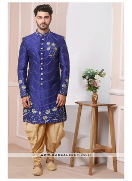 Royal Banarasi Silk Shervwni with Intricate Embroi