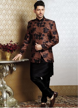 Royal Black Kurta with The Brown Jacket