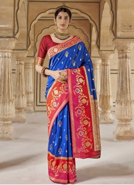 Royal Blue Color Banarasi Silk Saree