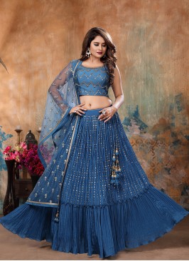 Royal Blue Color Georgette Lehenga Choli