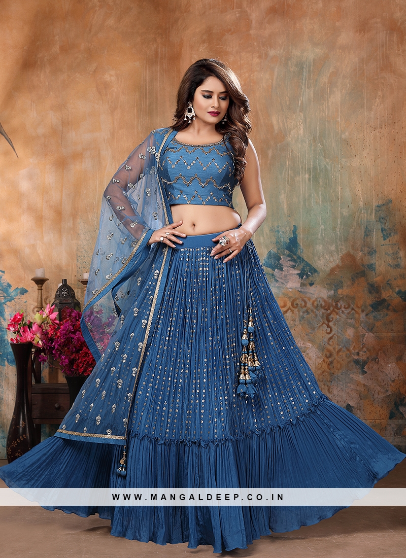 Royal Blue Color Georgette Lehenga Choli