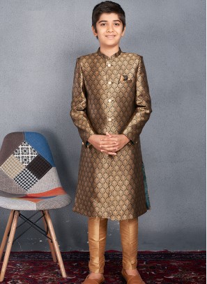 Royal Green & Gold Banarasi Brocade Kids