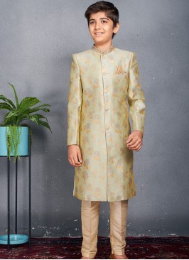 Royal Light Pista Banarasi Sherwani Trouser Set for Boys