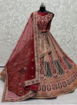 Royal Maroon Zircon Trendy Lehenga Choli