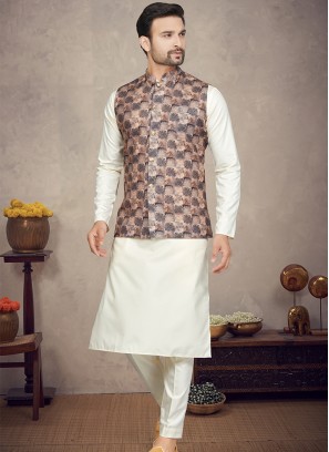 Royal Multi Cotton Print Three-Piece Men