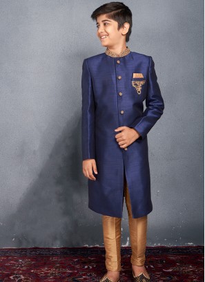 Royal Navy Blue Art Silk Kids