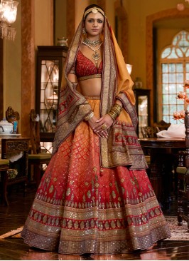 Royal Maroon Sparkle Rajwadi Silk Bridal Lehenga Choli Ensemble