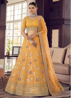 Royal Organza Zircon Yellow A Line Lehenga Choli