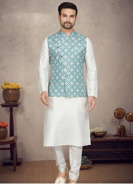 Royal Multi Art silk Print Three-Piece Men's Ethnic Ensemble.