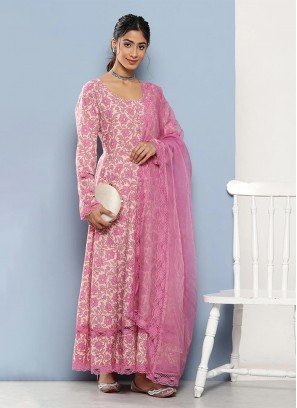 Royal Pink Cotton Palazzo Salwar Kameez