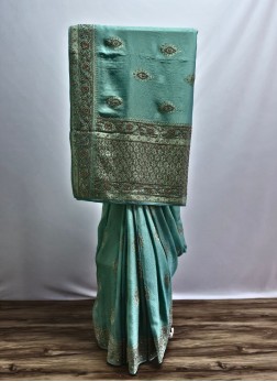 Royal Sea Green Munga Silk Saree For Wedding