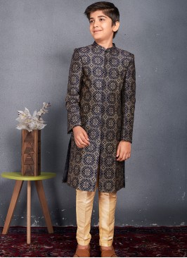 Royal Splendor Kids Sherwani Trouser Set.