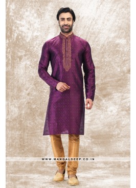 Royal Touch Magenta Jacquard Silk Brocade Kurta Py