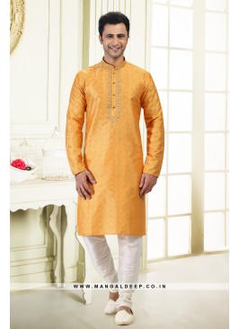 Royal Touch Grey Jacquard Silk Brocade Kurta Pyjam