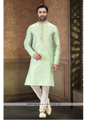 Royal Touch Pista Jacquard Silk Brocade Kurta Pyjama Set with Embroidery Work