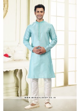 Royal Touch Sky Blue Jacquard Silk Brocade Kurta P