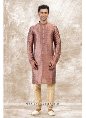 Royal Touch Onion Jacquard Silk Brocade Kurta Pyjama Set with Mirror Work