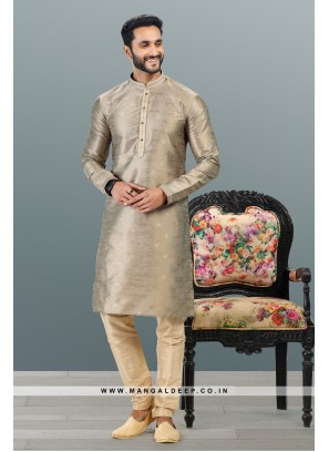Royal Touch Tussar Jacquard Silk Brocade Kurta Pyjama Set with Pintex Work