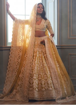 Ruritanian Net Sequins Yellow Lehenga Choli